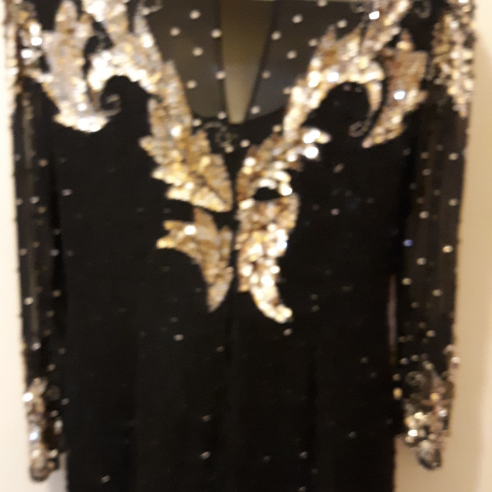 "NITE" BEADED SEQUINED FITTED DRESS - Picture 2 of 8